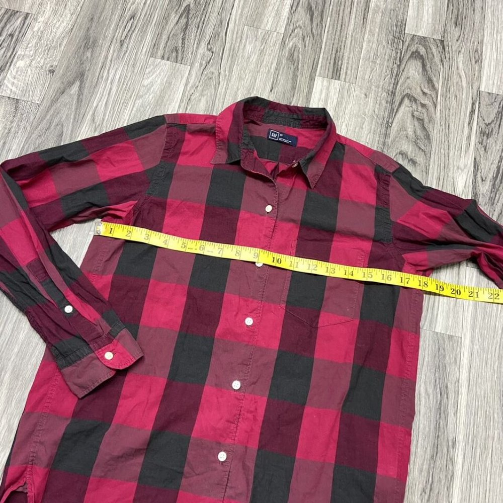 Gap Button Down Collar Long Sleeve Blackmaroon Pl… - image 7
